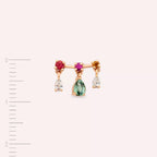 Shake Diamond and Multicolor Sapphire Rose Gold Single Earring