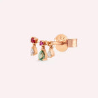 Shake Diamond and Multicolor Sapphire Rose Gold Single Earring