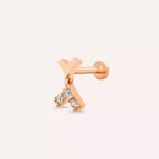 Shaky Pırlanta Taşlı Rose Altın Piercing