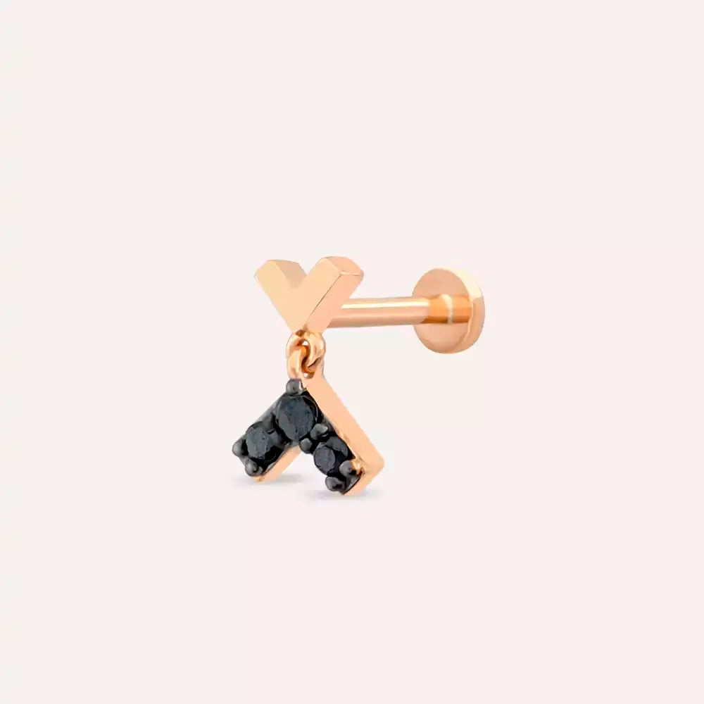 Shaky Black Diamond Rose Gold Piercing