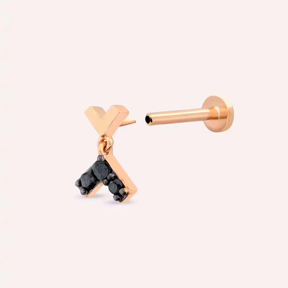 Shaky Black Diamond Rose Gold Piercing
