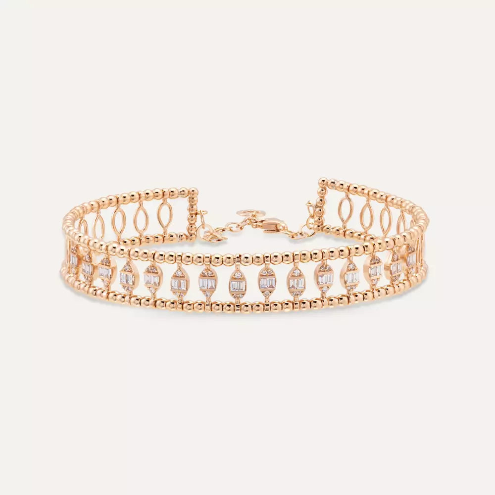 Baguette Cut Diamond Rose Gold Bracelet