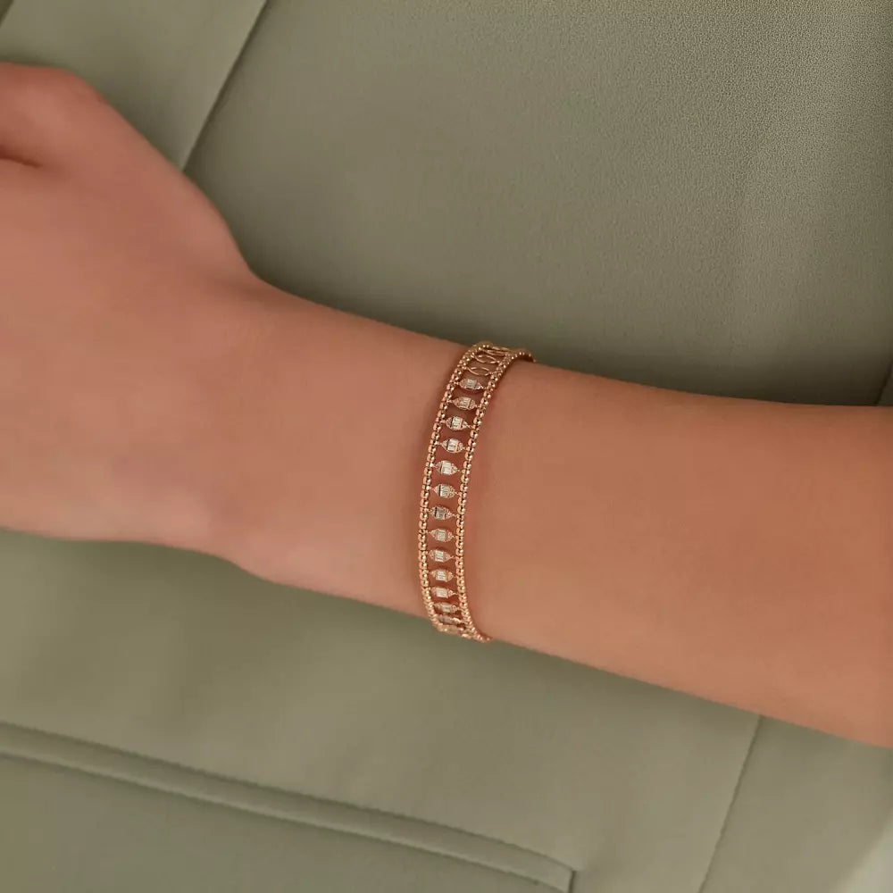 Baguette Cut Diamond Rose Gold Bracelet