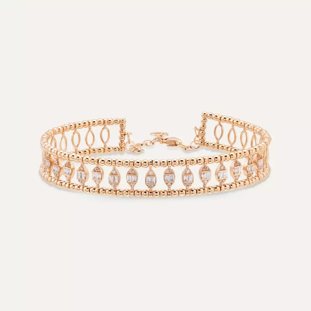 Baguette Cut Diamond Rose Gold Bracelet