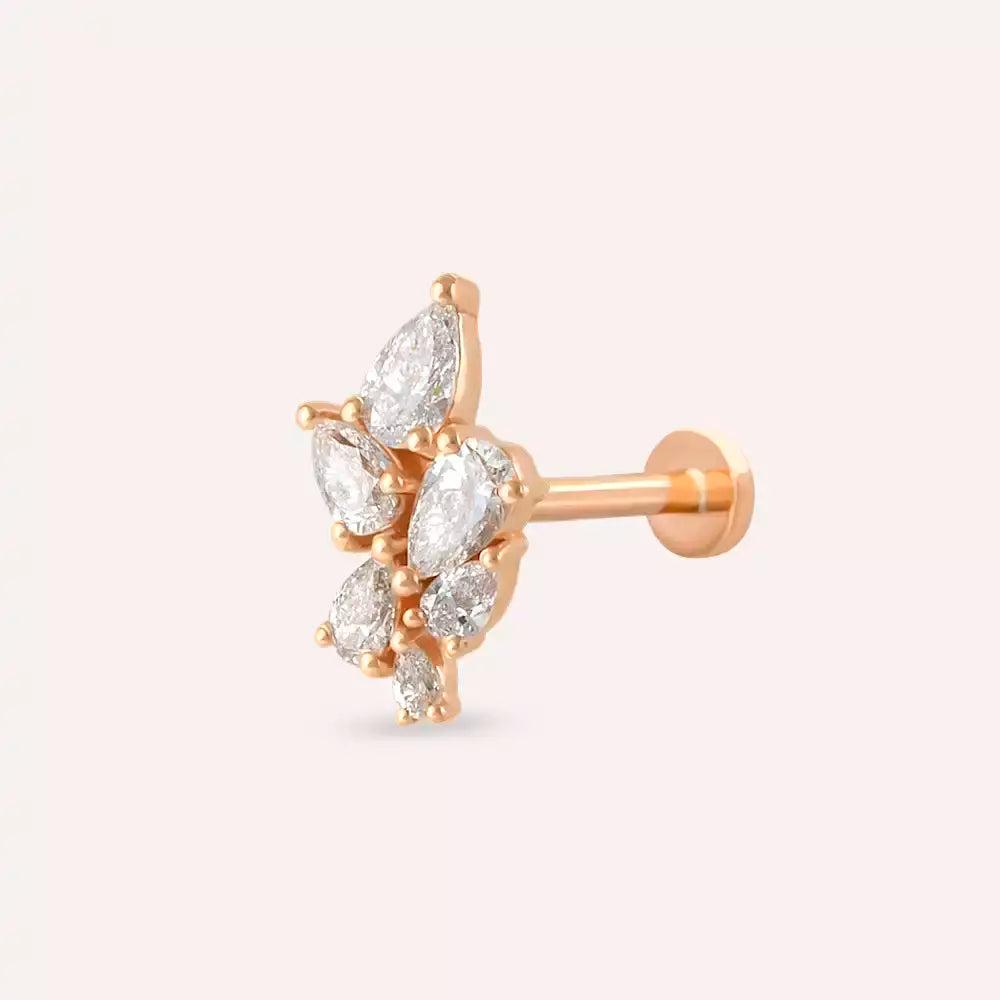Sheaf Pırlanta Taşlı Rose Altın Piercing