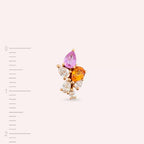 Sheaf Rose Gold Single Earring with Diamond and Multicolor Sapphire Stones