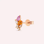 Sheaf Rose Gold Single Earring with Diamond and Multicolor Sapphire Stones