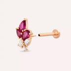 Sheaf Yakut ve Pırlanta Taşlı Rose Altın Piercing