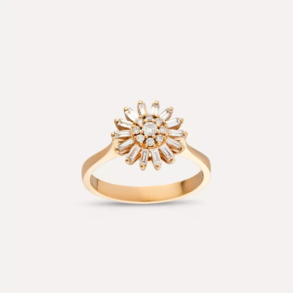 Shiny 0.49 CT Pırlanta Taşlı Rose Altın Yüzük