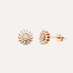 Shiny Baguette Diamond Rose Gold Earrings