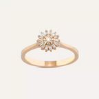 Shiny Rose Gold Ring with Baguette Diamond