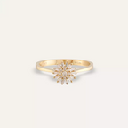 Shiny Yellow Gold Ring with Baguette-Cut Diamond