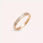 Elite 0.40 CT Baget Pırlanta Taşlı Rose Altın Yarımtur Yüzük