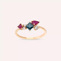 Candy 0.97 CT Ruby and Multicolor Sapphire Rose Gold Ring