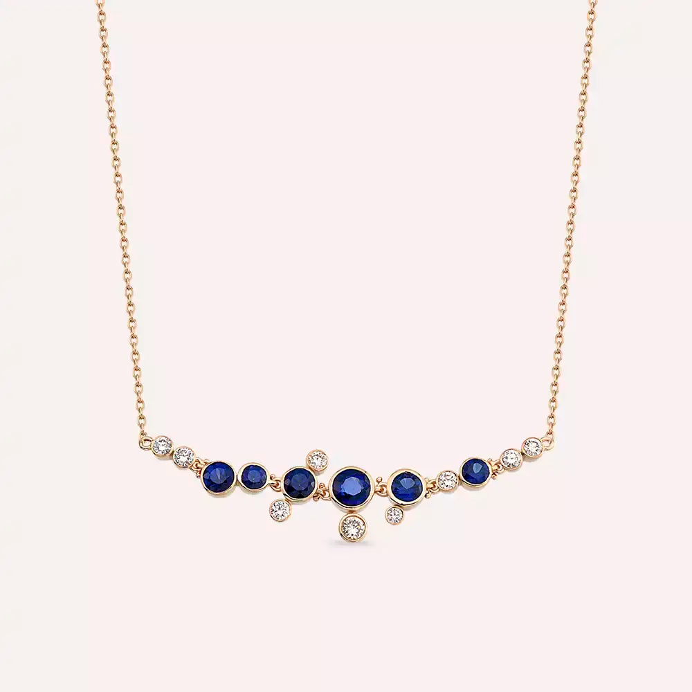 Sion Rose Gold Necklace with Sapphire and Diamond Stones