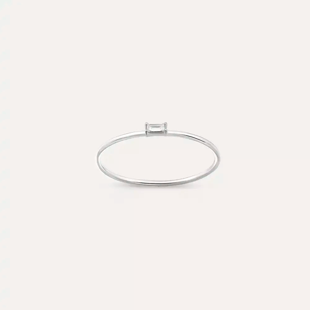 Solo 0.05 CT Baget Pırlanta Taşlı Beyaz Altın Yüzük