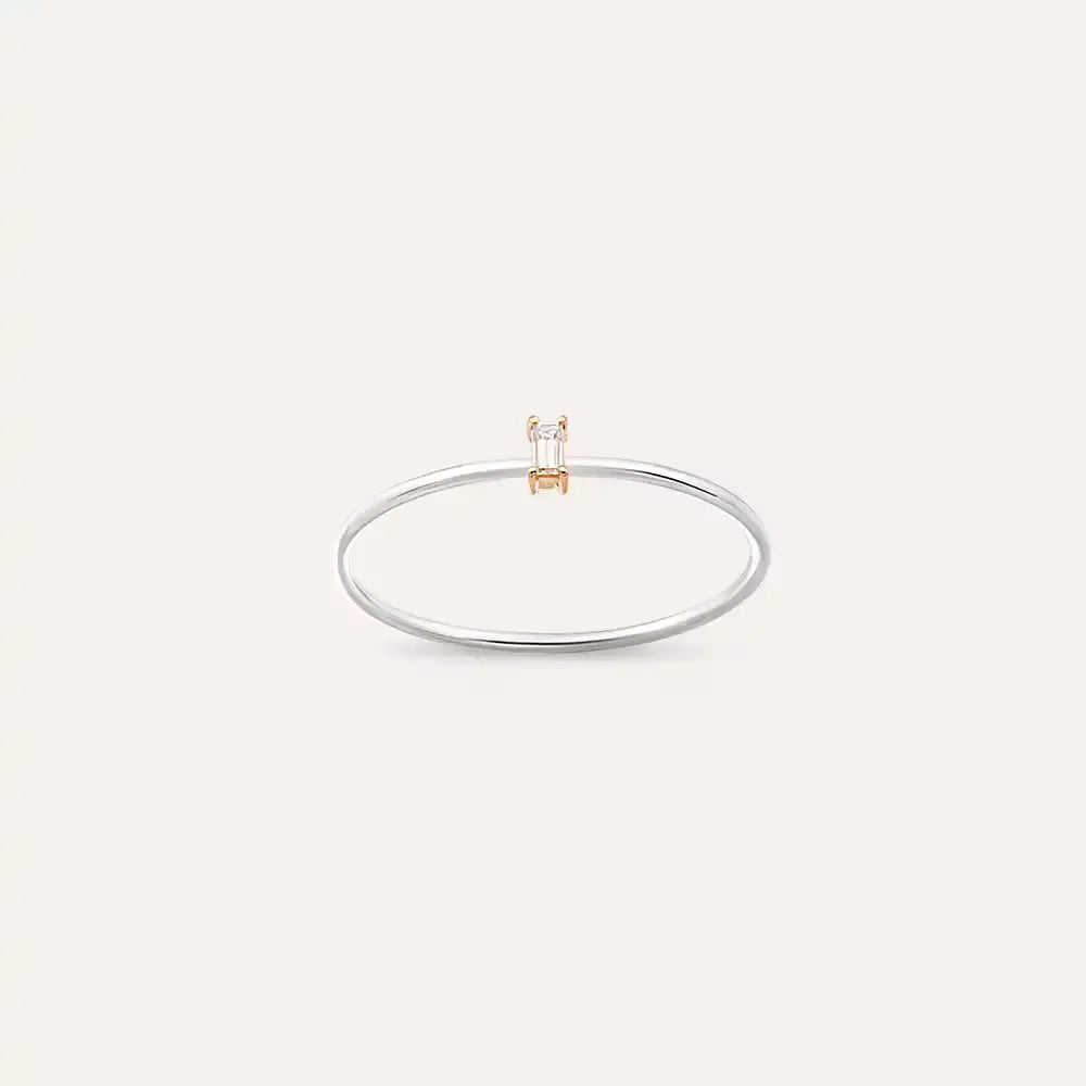 Solo 0.05 CT Baget Pırlanta Taşlı Yüzük