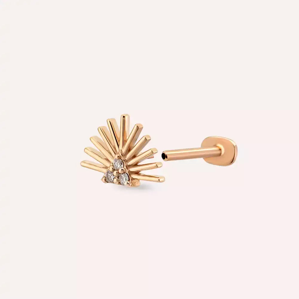 Solis Pırlanta Taşlı Rose Altın Piercing