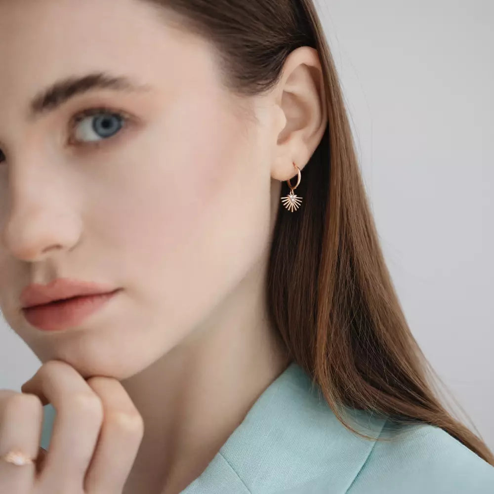 Solis Diamond Rose Gold Dangle Earrings