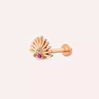 Solis Pırlanta ve Multicolor Safir Taşlı Rose Altın Piercing