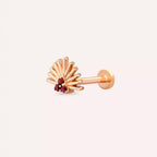Solis Red Safir Taşlı Rose Altın Piercing