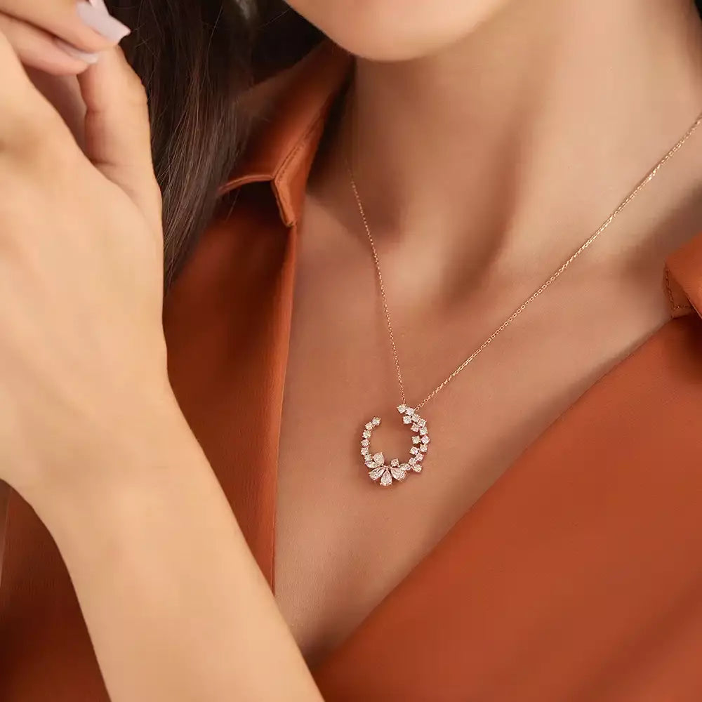 Rose Gold Necklace with Diamond Gemstone