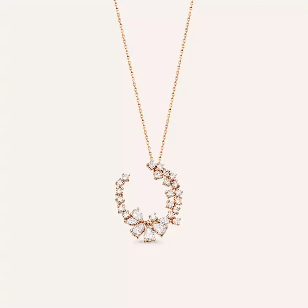 Rose Gold Necklace with Diamond Gemstone
