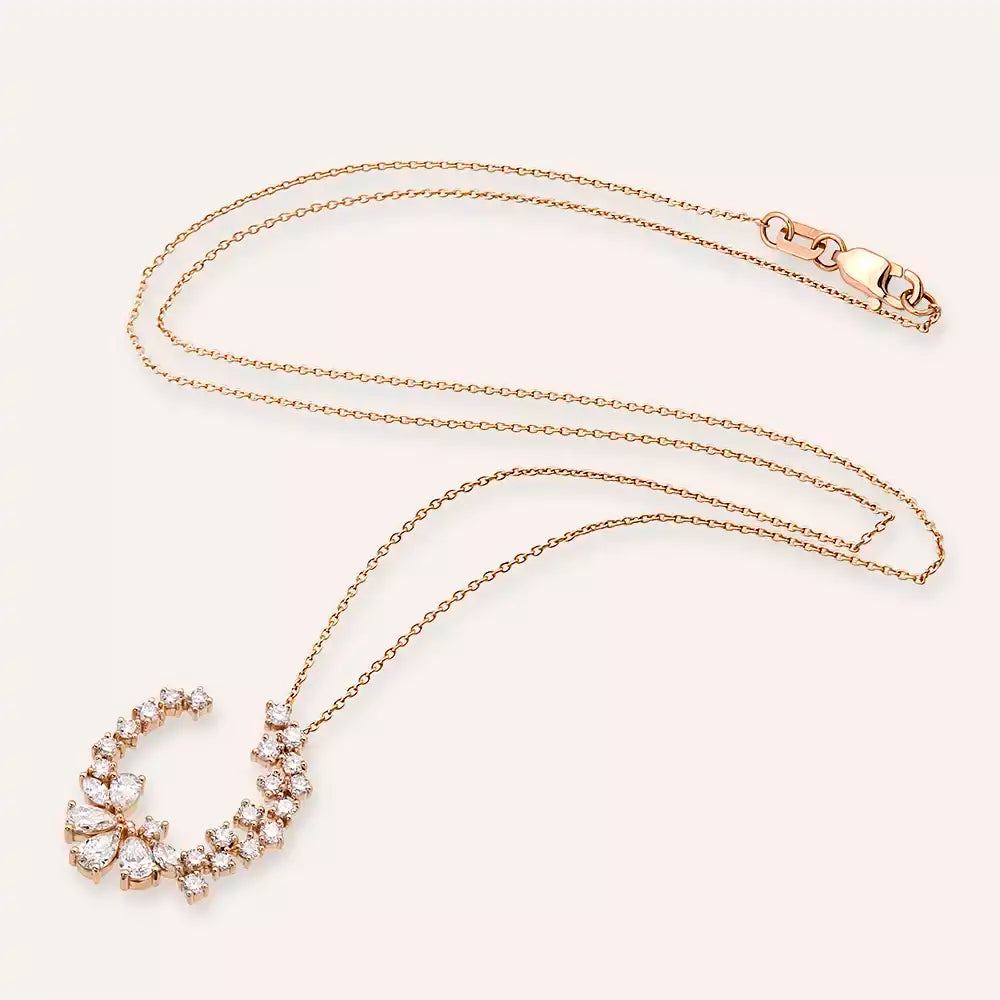 Rose Gold Necklace with Diamond Gemstone