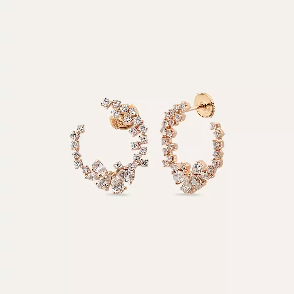 Solitaire Diamond Rose Gold Earrings