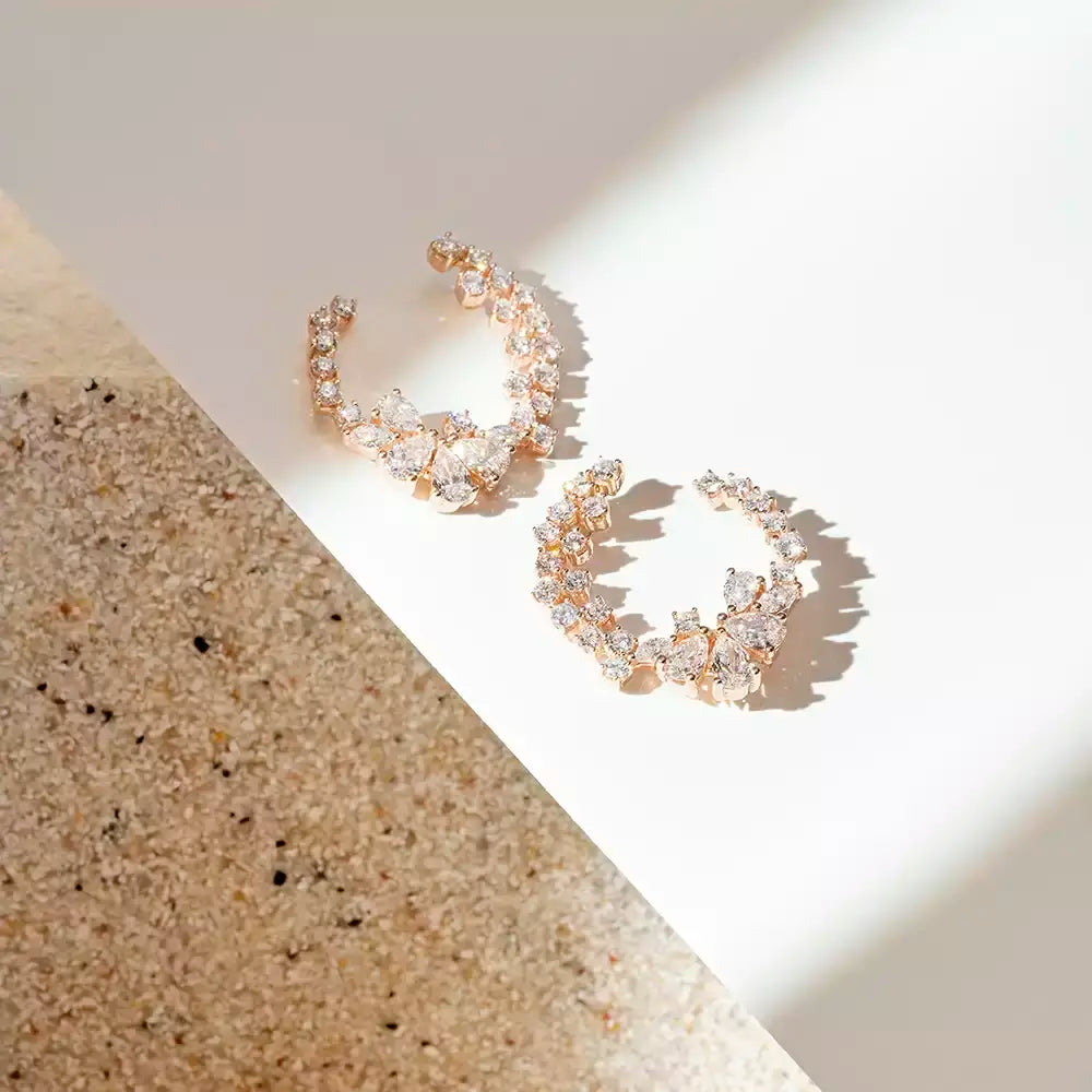 Solitaire Diamond Rose Gold Earrings