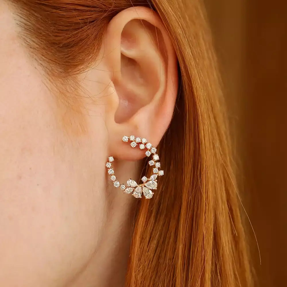 Solitaire Diamond Rose Gold Earrings