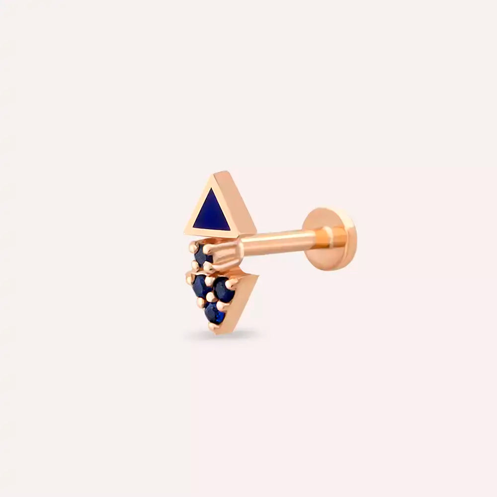 Sooty Safir Taşlı ve Lacivert Mineli Rose Altın Piercing