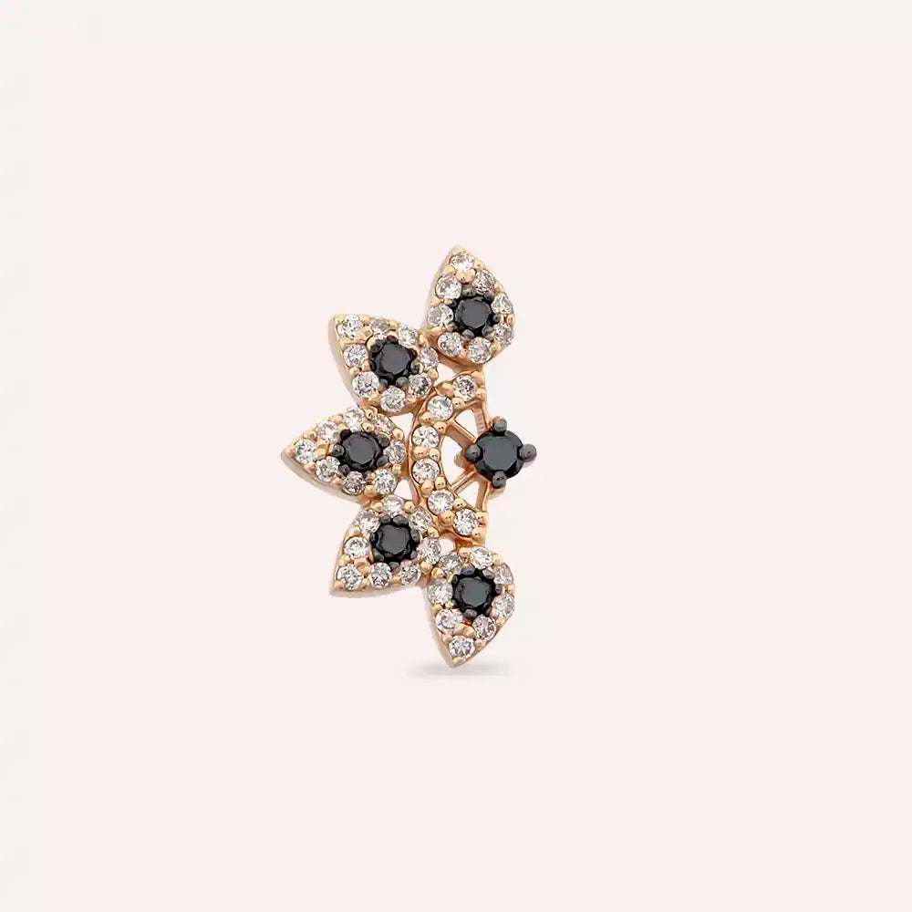 Sparkle Siyah Pırlanta Taşlı Rose Altın Piercing