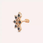 Sparkle Siyah Pırlanta Taşlı Rose Altın Piercing