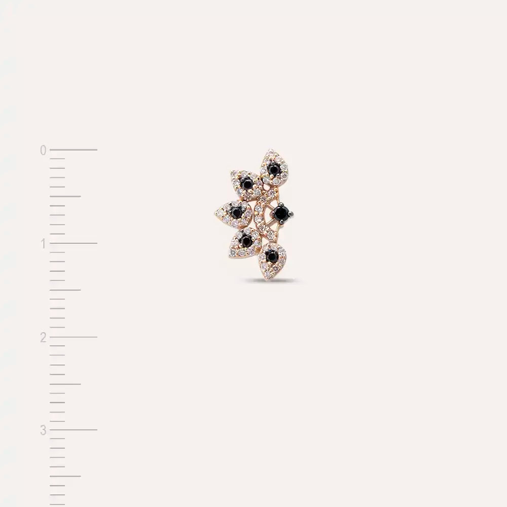 Sparkle Black Diamond Rose Gold Single Earring
