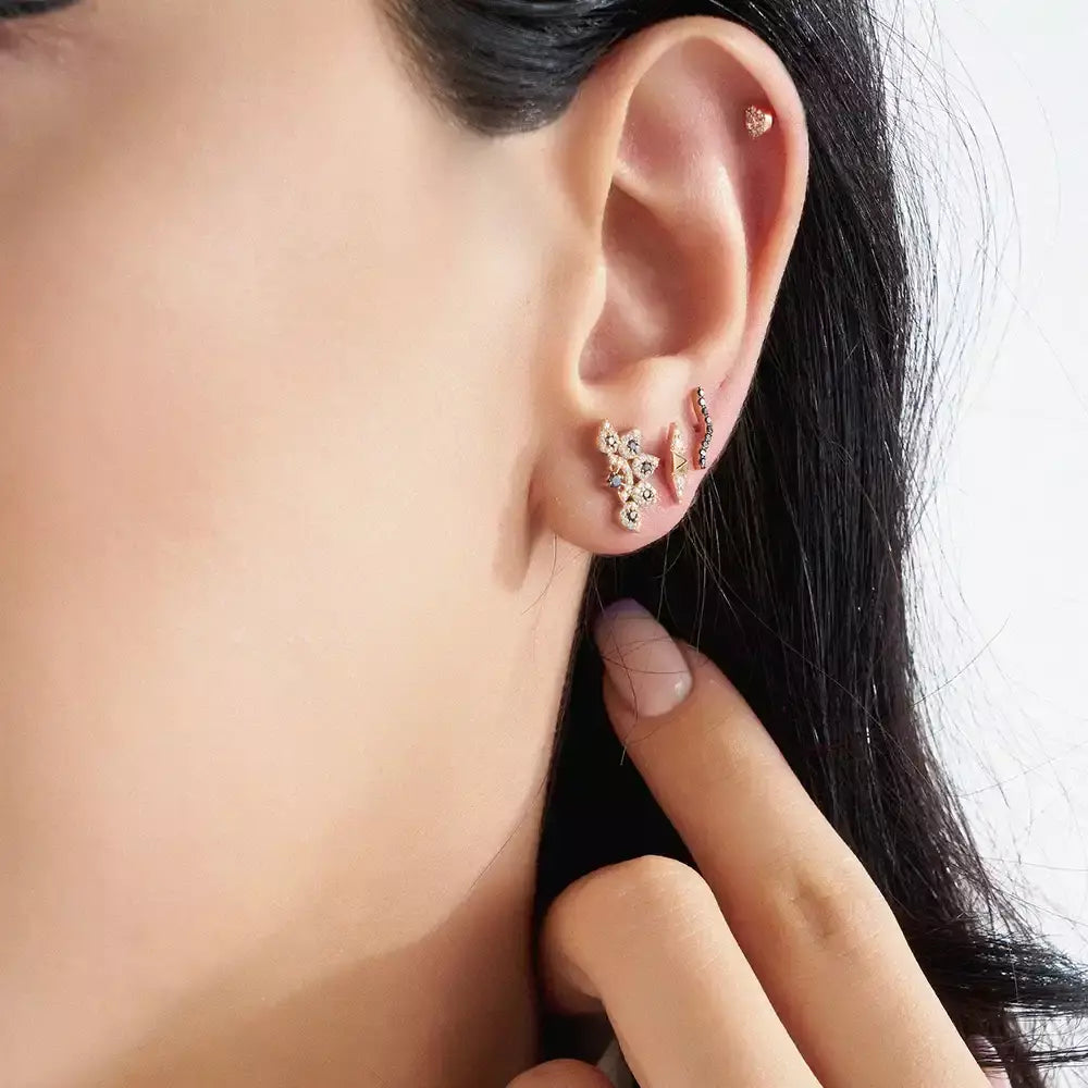 Sparkle Black Diamond Rose Gold Single Earring