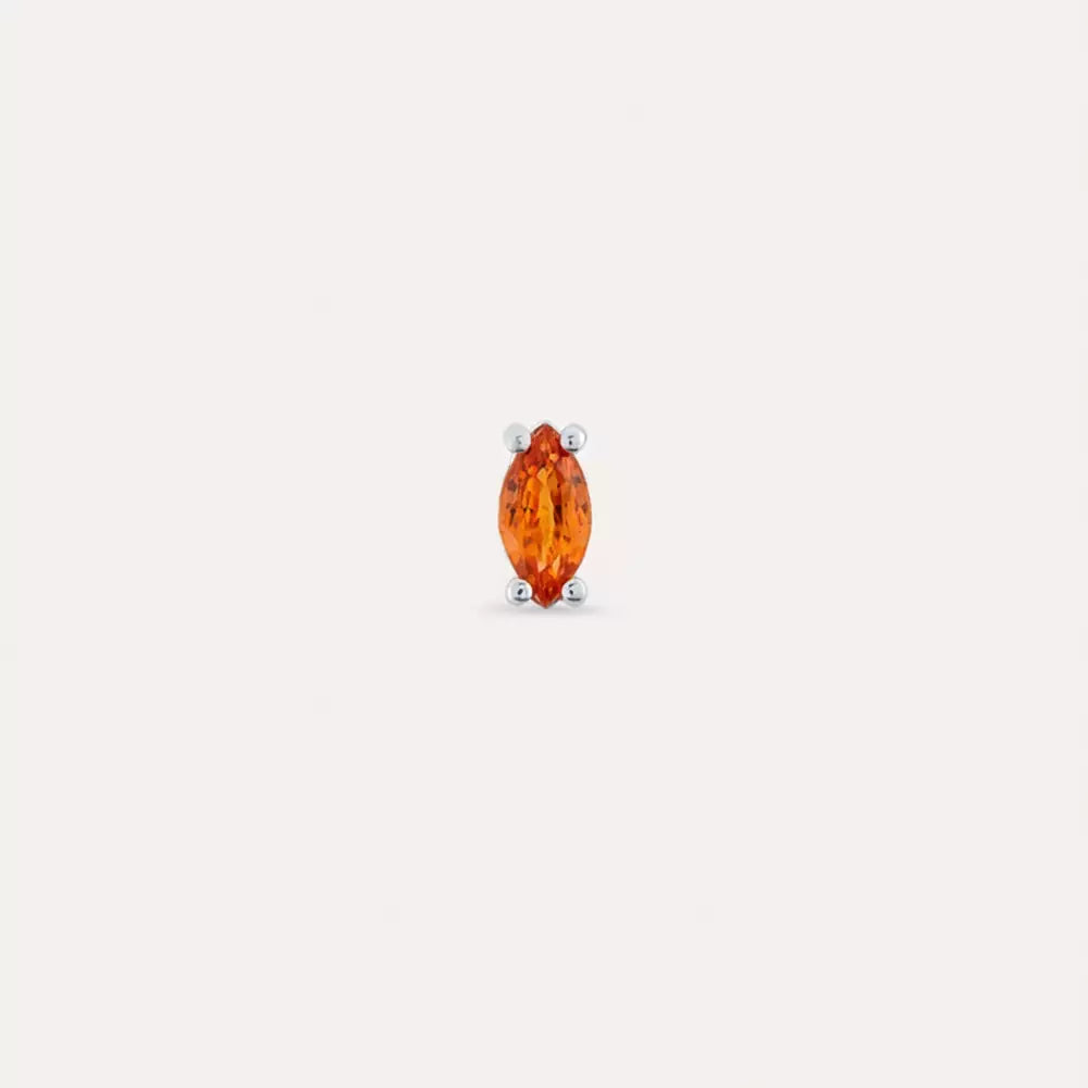 Spice Marquise Cut Orange Sapphire White Gold Single Earring
