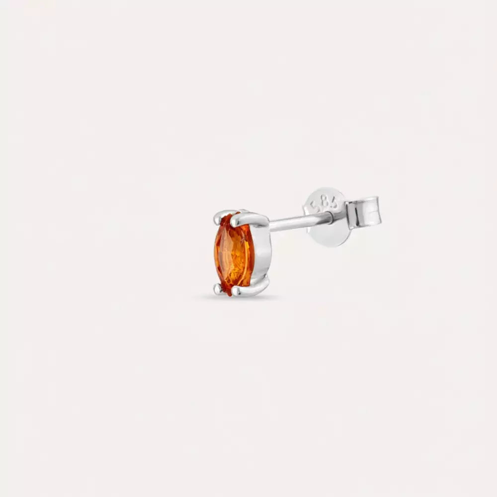 Spice Marquise Cut Orange Sapphire White Gold Single Earring