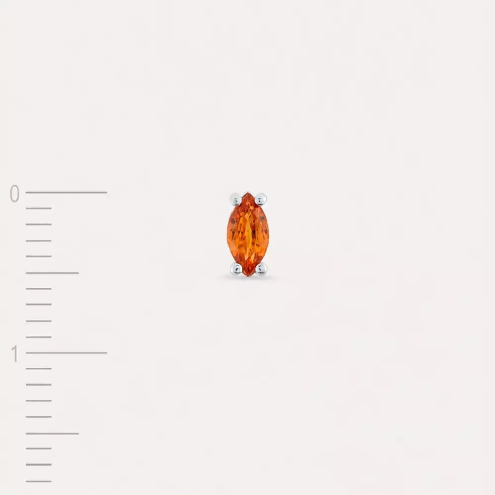 Spice Marquise Cut Orange Sapphire White Gold Single Earring