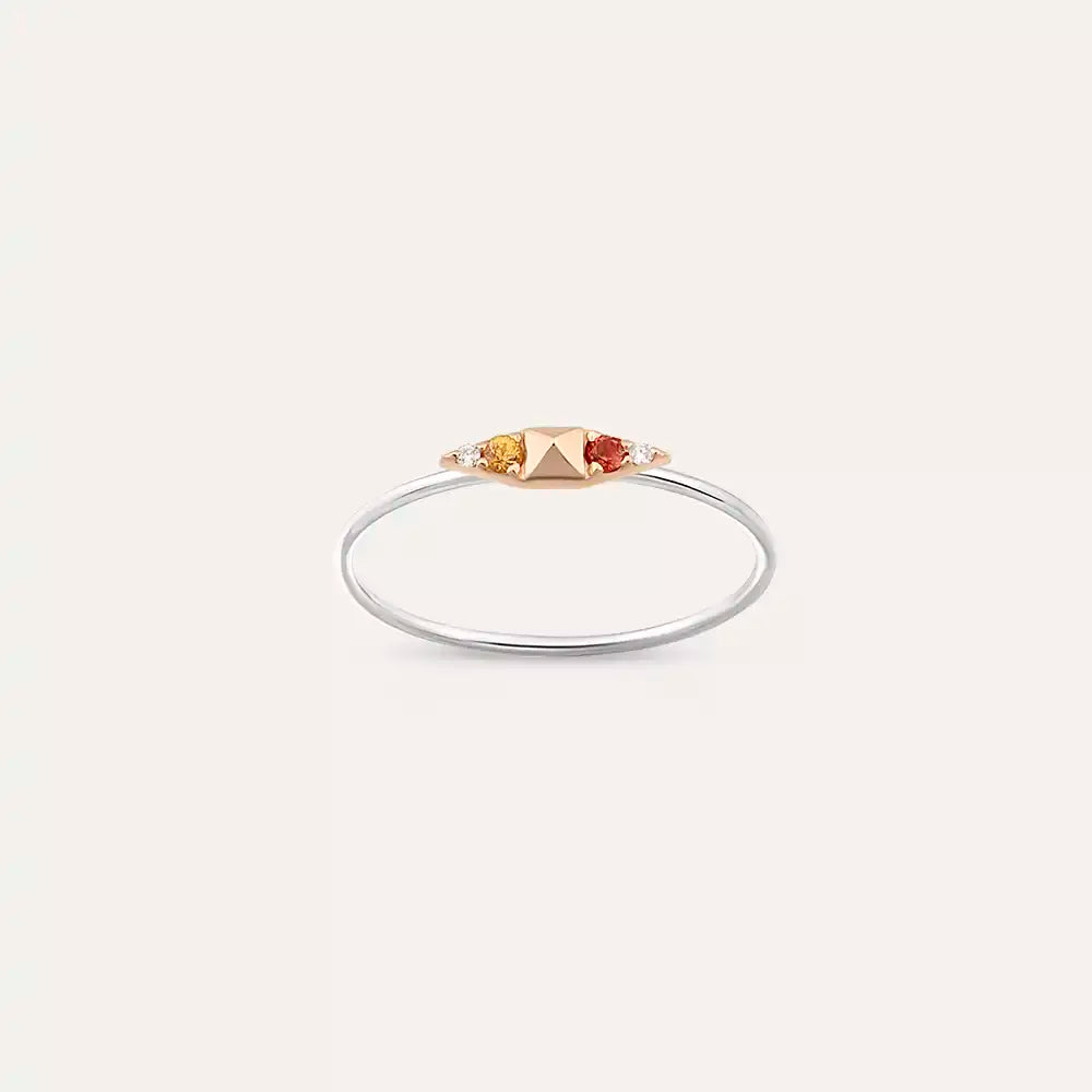 Peak 0.04 CT Multicolor Sapphire and Diamond White Gold Ring