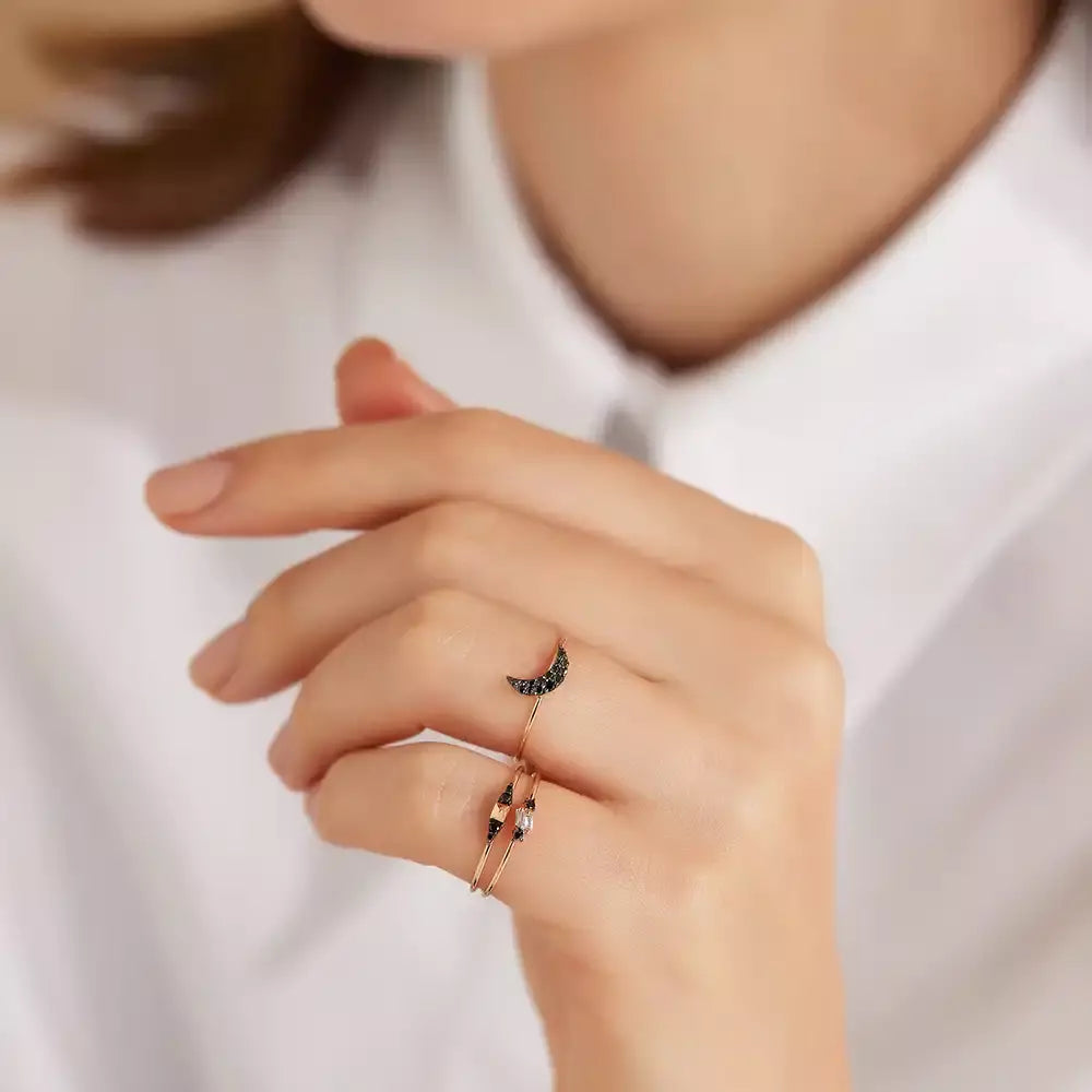 Peak 0.04 CT Black Diamond Rose Gold Ring