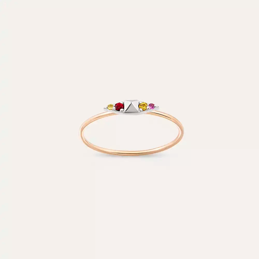 0.07 CT Peak Multicolor Sapphire Rose Gold Ring