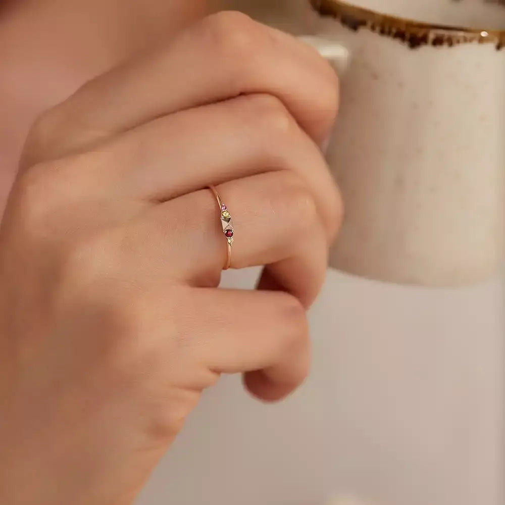 0.07 CT Peak Multicolor Sapphire Rose Gold Ring