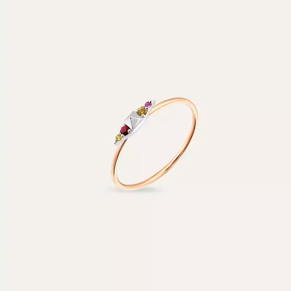 0.07 CT Peak Multicolor Sapphire Rose Gold Ring