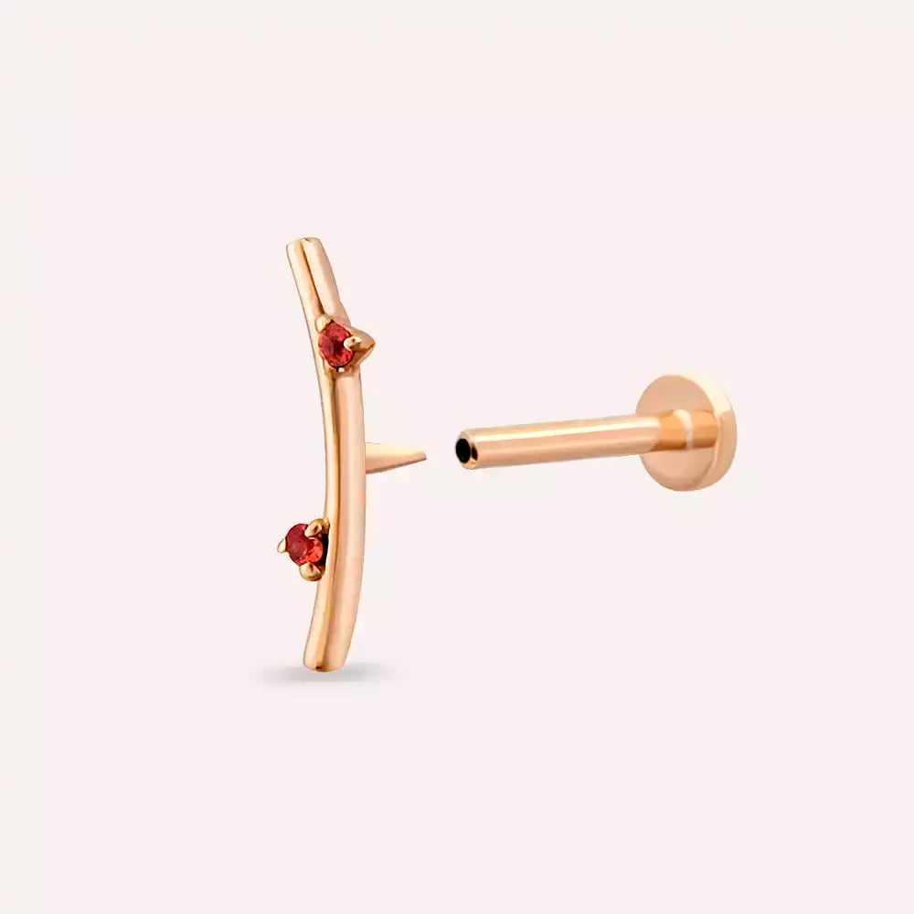 Steep Orange Safir Taşlı Rose Altın Piercing