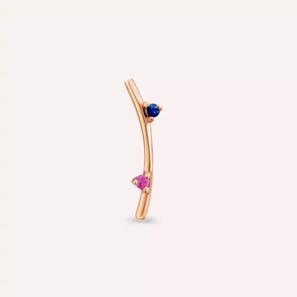 Steep Pink and Blue Sapphire Rose Gold Piercing