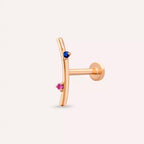 Steep Pink and Blue Sapphire Rose Gold Piercing