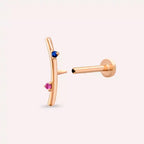 Steep Pink and Blue Sapphire Rose Gold Piercing