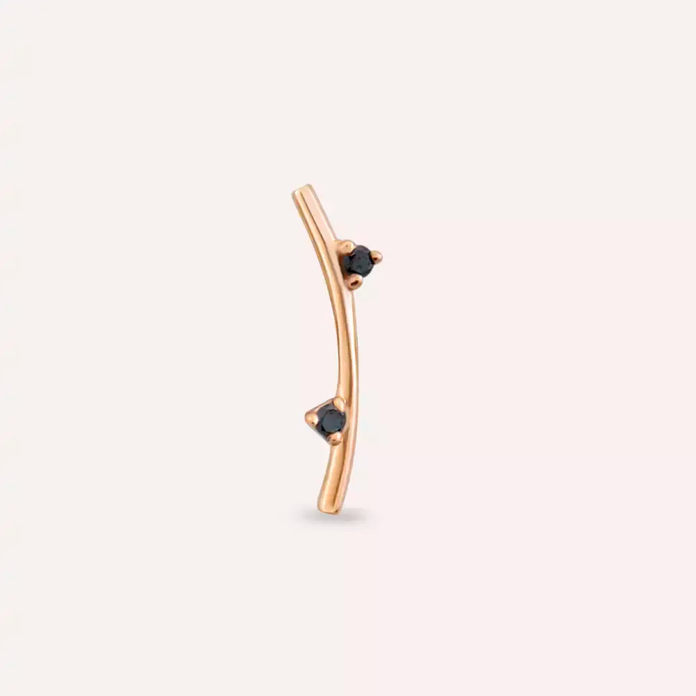 Steep Siyah Pırlanta Taşlı Rose Altın Piercing