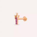 Stub Pink Safir Taşlı Rose Altın Piercing
